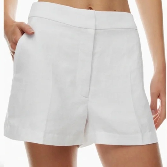 Wilfred Pants - Aritzia Wilfred Fable Linen Blend Mid-Thigh Shorts in White Sz 8